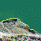 Papua New Guinea artwork: halftone highland ridge against concentric contour rings, on green — Lonsdale Street Roasters