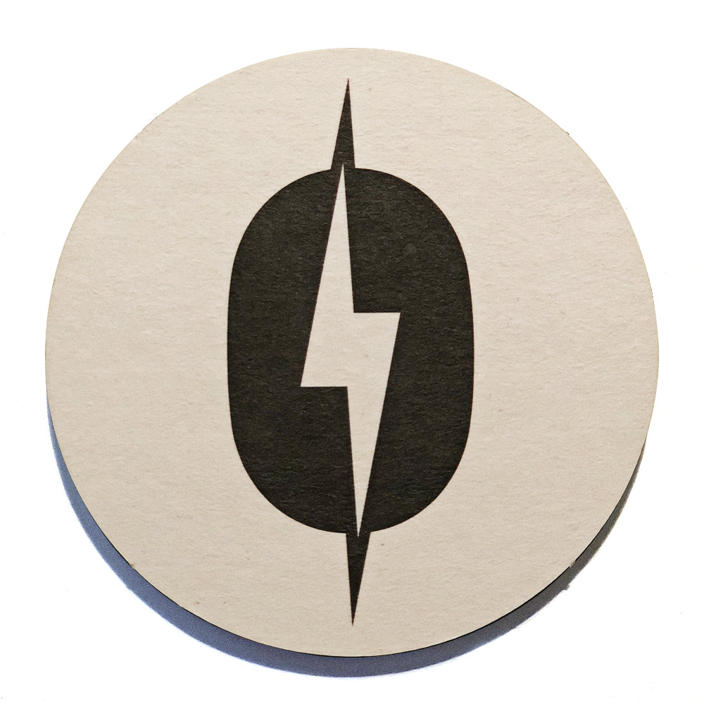 Lonsdale Street Roasters lightning bolt coffee coaster