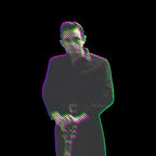 Johnny Cash blend artwork: halftone figure dressed in black standing against a black ground — Lonsdale Street Roasters