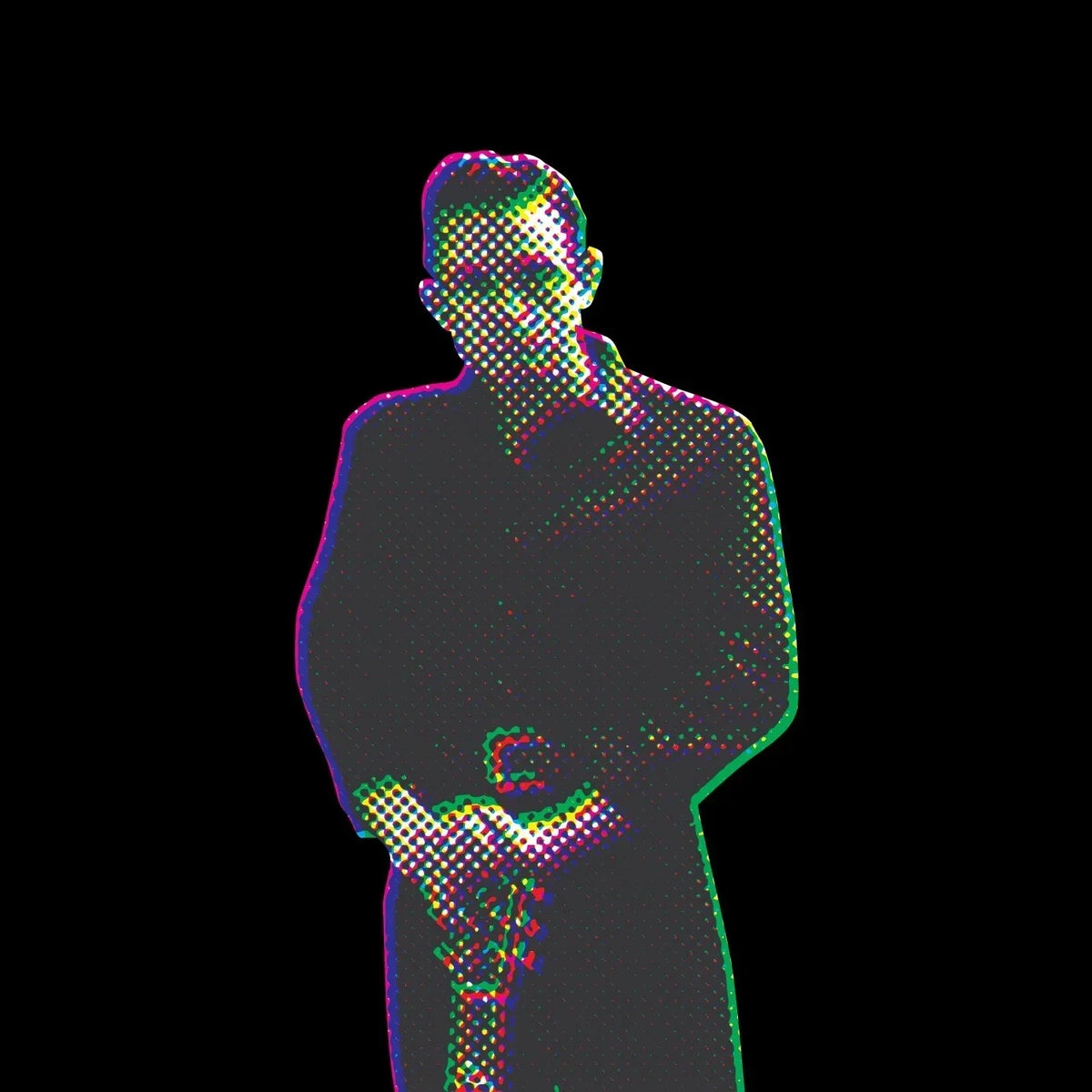 Johnny Cash blend artwork: halftone figure dressed in black standing against a black ground — Lonsdale Street Roasters