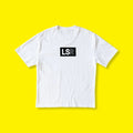 LSR box logo staple tee in white