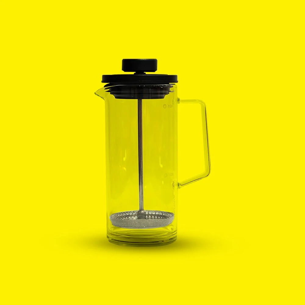 Airflow French Press, 400ml glass carafe with black lid and stainless steel plunger